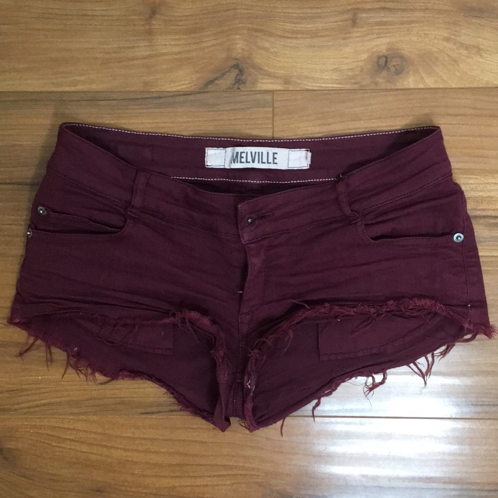 Brandy Melville Burgundy Jean Shorts